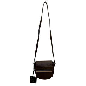 Massimo Dutti Women’s Brown Leather Fringe Flap Adjustable Strap Crossbody Bag